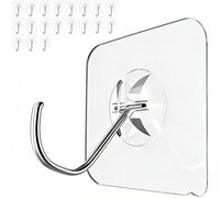 Latoxcaa Ganchos adhesivos grandes extrafuertes para colgar, resistentes al agua, 10 kg (máximo), ganchos adhesivos transparentes y extraíbles, resistentes al agua y a la corrosión, 20 unidades