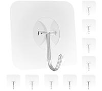 Latoxcaa Ganchos Adhesivos Grandes y Extra Fuertes para Colgar, Resistencia Máxima de 10 kg, Transparentes y Desmontables, Impermeables y Antióxido, Ganchos Autoadhesivos para Baño, 10 Unidades