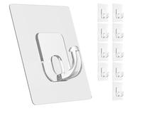 Latoxcaa Ganchos Adhesivos Transparentes Grandes (10 Unidades), Ganchos Extra Fuertes de Pared 15 kg Máx, Sin Daños ni Residuos, Percheros Adhesivos Universales para Cocina, Baño y Oficina