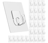 Latoxcaa Ganchos Adhesivos Transparentes Grandes (30 Unidades), Ganchos Extra Fuertes de Pared 15 kg Máx, Sin Daños ni Residuos, Percheros Adhesivos Universales para Cocina, Baño y Oficina