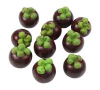 LatoYard 10 piezas de mangostán de simulación realistas, 7,5 x 6 cm, accesorios de frutas falsas para exhibición de cocina, decoración del hogar de larga duración