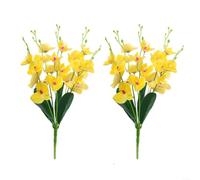 LatoYard 2 tallos de orquídea Phalaenopsis de imitación de 44 cm, flores artificiales realistas para decoración del hogar, accesorios de fotografía, mariposa sintética de bajo mantenimiento (amarillo)