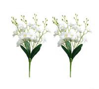 LatoYard 2 tallos de orquídea Phalaenopsis de imitación de 44 cm, flores artificiales realistas para decoración del hogar, accesorios de fotografía, mariposa sintética de bajo mantenimiento (blanco)