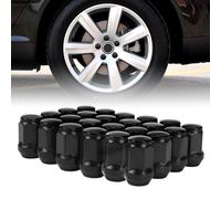 LatoYard 24 tuercas negras M12 x 1.25 de extremo cerrado, tuercas de rueda estilo bellota, 60 grados, asiento cónico, kit de acero de alta resistencia para Land Cruiser Prado Ford