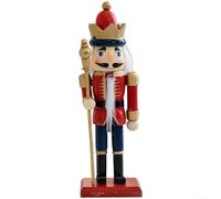 LatoYard Adorno de madera de cascanueces de Navidad, figura de rey de 16 cm, decoración navideña para el hogar y el jardín, decoración de temporada