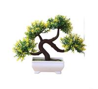 LatoYard Árbol de barba artificial en maceta, bonsái de hierba realista, para decoración de oficina en casa, sin mantenimiento, vegetación falsa (amarillo)