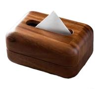 LatoYard Caja de pañuelos de madera con tapa magnética, soporte para servilletas de madera maciza con acabado de nogal para mesa de sala de estar y escritorio