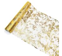 LatoYard Camino de mesa de malla de aluminio con lentejuelas para fiestas, bodas, Navidad, decoración del hogar, 360 pulgadas de largo, cortado a medida, dorado, plateado, oro rosa