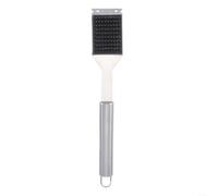 LatoYard Cepillo de parrilla con anillo colgante, raspador eficiente de acero inoxidable para parrillas de carbón y gas (L)