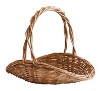 LatoYard Cesta de mimbre tejida a mano resistente con asa, mimbre ovalado, almacenamiento de frutas, decoración del hogar (tamaño grande)