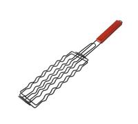 LatoYard Cesta de parrilla de acero inoxidable con mango de madera para perros calientes, verduras, carne, capacidad para 6 salchichas, compatible con parrillas de porcelana de carbón de gas para