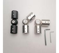 LatoYard Codo de conector de esquina ajustable para ventana de bahía, ángulo de 90-180 grados, acero inoxidable 304, junta de barra de cortina, color negro, cepillado y cromado