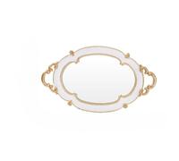 LatoYard Elegante bandeja ovalada de espejo para cosméticos, PVC resistente | Bandeja de espejo ovalada blanca con base antideslizante, solución decorativa de almacenamiento de tocador de resina