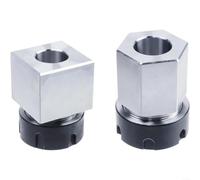 LatoYard ER-32 Collet Chuck Set 2pcs cuadrado y hexagonal para máquina de grabado de torno CNC 40Cr Steel Workholding(2pcs ER40)