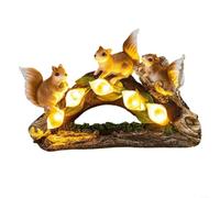 LatoYard Estatua de ardilla solar de resina para decoración de jardín al aire libre, figura de animal iluminada para camino de césped de 10.2 pulgadas (tres ardillas)