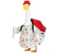 LatoYard Ganso de regreso a la escuela para disfraz, 4 piezas, sombrero de vestir impreso, bolsa roja, estatua de tela, ropa para decoración de jardín al aire libre