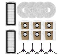 LatoYard Juego completo de accesorios para Airbot L50 Master, para JONR para PRO y para T5 para aspiradoras PRO: 2 filtros, 4 paños de fregona, 6 bolsas de polvo, 4 cepillos laterales para pelo de