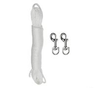 LatoYard Juego de cuerdas de 11,5 m, cuerda de nailon de 1/4 pulgadas con ganchos de metal para decoración del hogar del gobierno escolar, color blanco