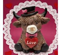 LatoYard Juego de figuras de vaca de granja, escultura de resina con lazo y sombrero, decoración romántica para el hogar, estante, oficina, boda, aniversario, San Valentín