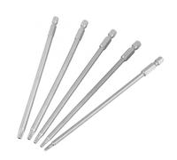 LatoYard Juego de puntas Torx de 150 mm de largo T10 T15 T20 T25 T30, 5 puntas de destornillador de estrella de aleación de acero S2 con vástago hexagonal de 6,35 mm para herramientas eléctricas y