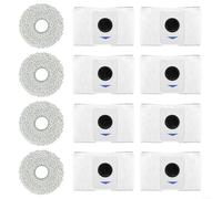 LatoYard Kit de bolsas de aspiradora y paños de fregona de suelo compatible con, para X1, para X1 E, incluye 8 bolsas de polvo y 4 fregonas (gris)