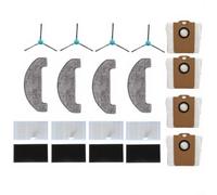 LatoYard Kit de repuesto de 16 piezas para robot aspirador Monsga MS1 MAX con cepillos laterales, paños de fregona, bolsas grandes de polvo de 3,3 L y filtros HEPA