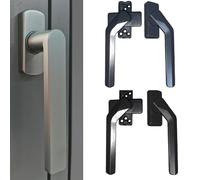 LatoYard Manija de ventana con cerradura para ventanas de aluminio, cerradura de seguridad esmerilada con eje cuadrado, compatible con ventanas de pantalla, color negro y gris