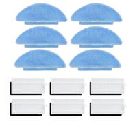 LatoYard Paños y filtros de repuesto para robot aspirador Lubluelu con mopa, 6 almohadillas de fibra lavables más 6 filtros para limpieza de alfombras y suelos duros