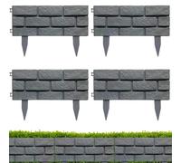 LatoYard Paquete de 4 bordes de jardín, valla de plástico para césped y patios, kit de bordes flexibles para paisaje, líneas curvas o rectas, fácil montaje