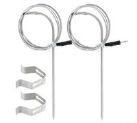 LatoYard Piezas de repuesto para parrilla: sensor de sonda de carne para parrillas de pellets, acero inoxidable con clip de montaje (2 juegos)