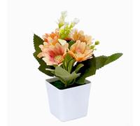 LatoYard Plantas de margaritas artificiales en maceta, bonsái, decoración realista de plástico para el hogar, oficina, mesa de boda (naranja)