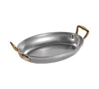 LatoYard Plato ovalado de acero inoxidable 304 estilo retro con asas laterales para té, café, desayuno, 24 cm (plateado)