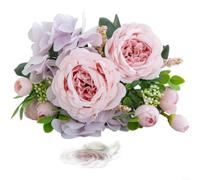 LatoYard Ramo de flores de seda de hortensias artificiales realistas, arreglo floral sintético para decoración de bodas, fiestas, estudio fotográfico, 30 x 16 cm (rosa)