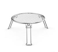 LatoYard Red de parrilla portátil plegable de acero inoxidable, estante estable de 3 patas para barbacoa al aire libre, camping, picnic, rejilla de cocina 34 x 34 cm