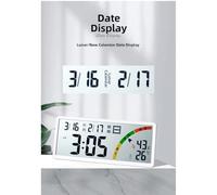 LatoYard Reloj de pared LCD grande con calendario lunar, lecturas digitales de hora, fecha, temperatura, humedad, cronómetro, alarma, escritorio o pared, color negro