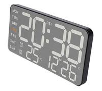 LatoYard Reloj despertador LED multifuncional con pantalla de temperatura, fecha y semana, control de brillo de 5 pasos, interruptor CF, modo 1224 horas, oficina y dormitorio