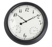 LatoYard Reloj grande de 15 pulgadas para exteriores, termómetro higrómetro para combo, reloj de pared silencioso impermeable para jardín, patio, piscina, temperatura analógica de fácil lectura