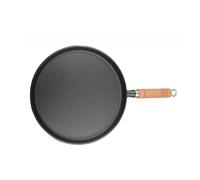 LatoYard Sartén gruesa de hierro fundido con mango de madera de 23 cm, color negro para parrilla redonda, cocina en casa y fácil de voltear