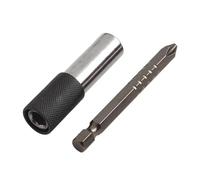 LatoYard Soporte ajustable de 80-95 mm para taladro eléctrico de liberación rápida para montaje de muebles y gabinetes, eje de metal retráctil con cabeza reemplazable, herramientas manuales plateadas