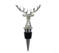 LatoYard Tapón decorativo de vino con cabeza de ciervo, corcho de botella de metal con junta de silicona hermética para regalos de boda y vacaciones (plateado)