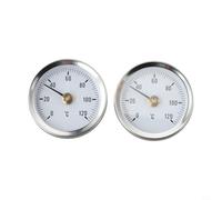 LatoYard Termómetro bimetálico de acero inoxidable con abrazadera de resorte para conductos de calefacción, paquete de 2, rango de 0-120 °C