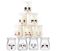 LATRAT 10 Tarros de Yogur Con Tapa, Pequeños Para Postre, Pudin y Mermelada - 100 ml
