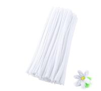 LATRAT 100 piezas 30 cm limpiador de pipa de hilo de chenilla, hilo de chenilla, para manualidades, artesanía, decoración (blanco)