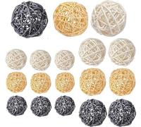 LATRAT 18 bolas decorativas de ratán, bolas decorativas de mimbre, bolas de ratán, bolas de boda, decoración de mesa para fiestas, aromaterapia, aroma, conejo, pájaro, loro, juguete masticable, madera