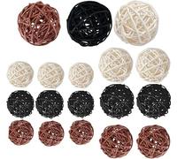 LATRAT 18 piezas bolas decorativas de ratán, bolas decorativas de mimbre, bolas de ratán, bolas de boda, decoración de mesa, fiestas, decoración colgante, aromaterapia, fragancia, conejo, pájaro, loro