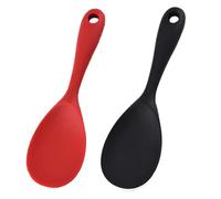 LATRAT 2 cucharas de cocina de silicona, antiadherentes, cucharas de arroz, cucharas de cocina adecuadas para camping, utensilios de cocina, arroceras, rojo/negro