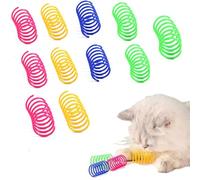 LATRAT 20 piezas de juguete para gatos, colorido juguete interactivo de plumas de plástico en espiral, juguete de pluma de bobina de color de gato, compañero de juguete para mascotas, colores