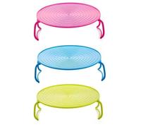 LATRAT 3 bandejas para microondas redondo Steamer Rack Steamer Vapor Estante Vapor Plato Rejilla de Plástico Plato de Horno