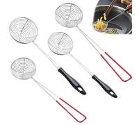 LATRAT 4 Uds colador de fondue de acero inoxidable, colador de araña, skimmer, espumadera, cuchara de araña, colador para cocinar verduras, setas, carne, pescado