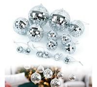 LATRAT Bola de discoteca, 15 unidades, color plata, decoración de bolas de discoteca, varios tamaños para múltiples escenarios, para árbol de Navidad, boda, fiesta de cumpleaños, decoración, efecto de